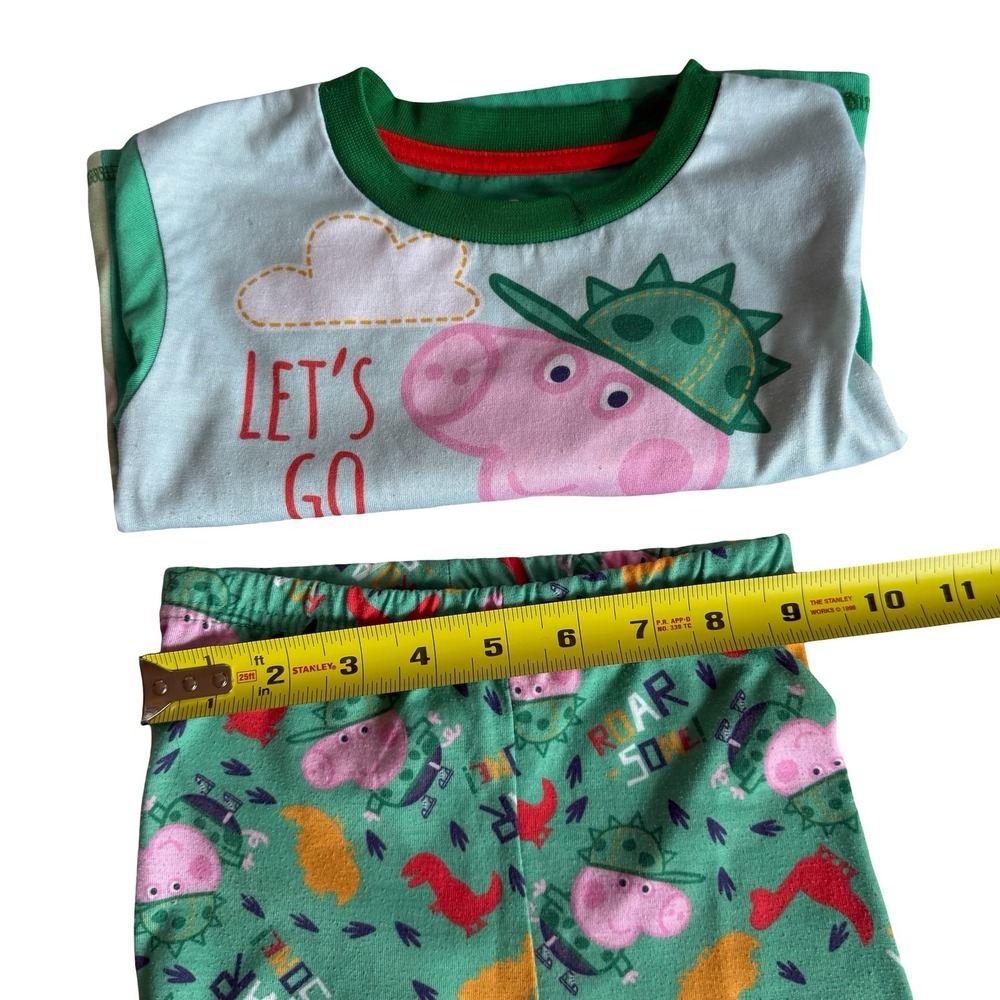 Peppa Pig Pajama Set Green Good George Pig Dinosaur Kids 3T - Picture 2 of 6
